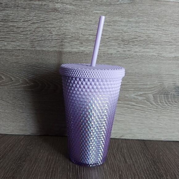 New 2021 Starbucks Holiday Icy Lilac Studded Grande 16oz Tumbler Cup With Straw - Picture 3 of 5
